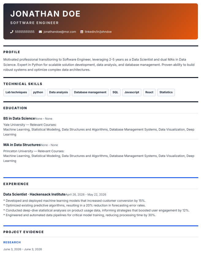 Mechanical Engineering Resume ATS-friendly resume template image
