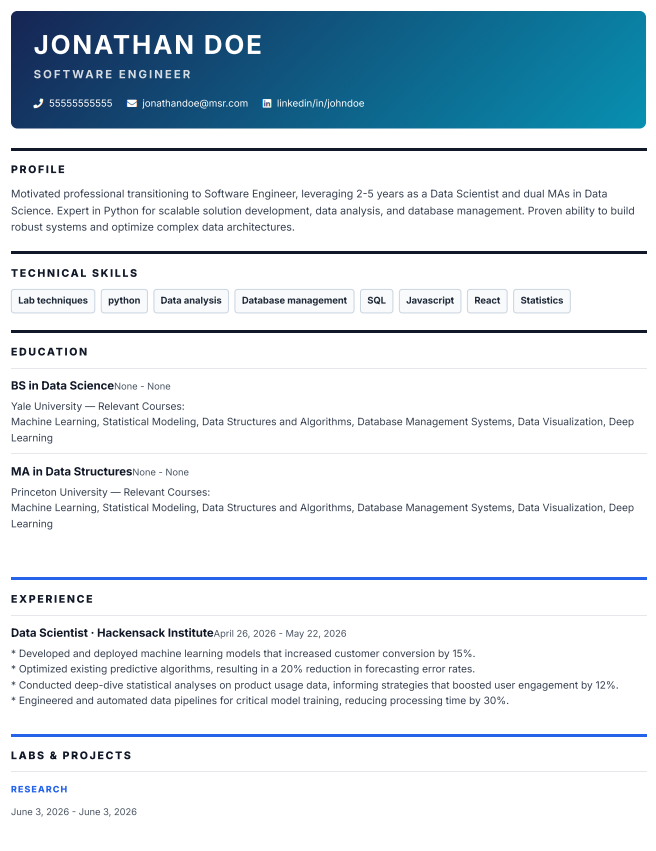 Computer Science Resume ATS-friendly resume template image